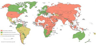 Distribución de la pena de muerte en el mundo en 1999