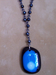 Teal and black drop necklace