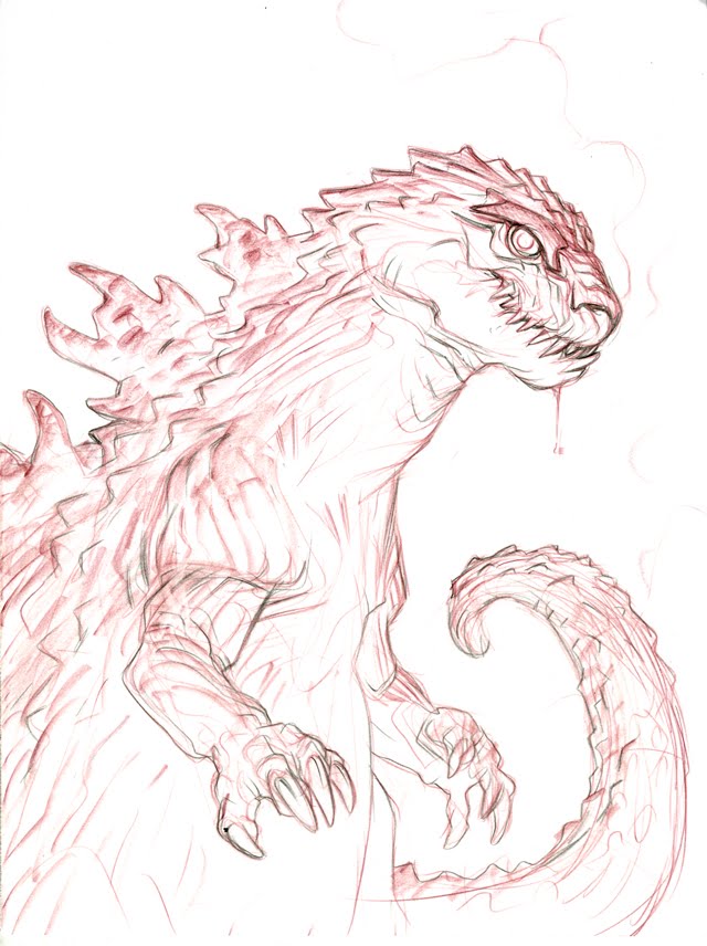 Как нарисовать годзиллу поэтапно