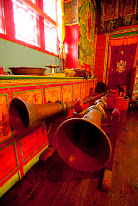 Long horns in Tengboche Monastery