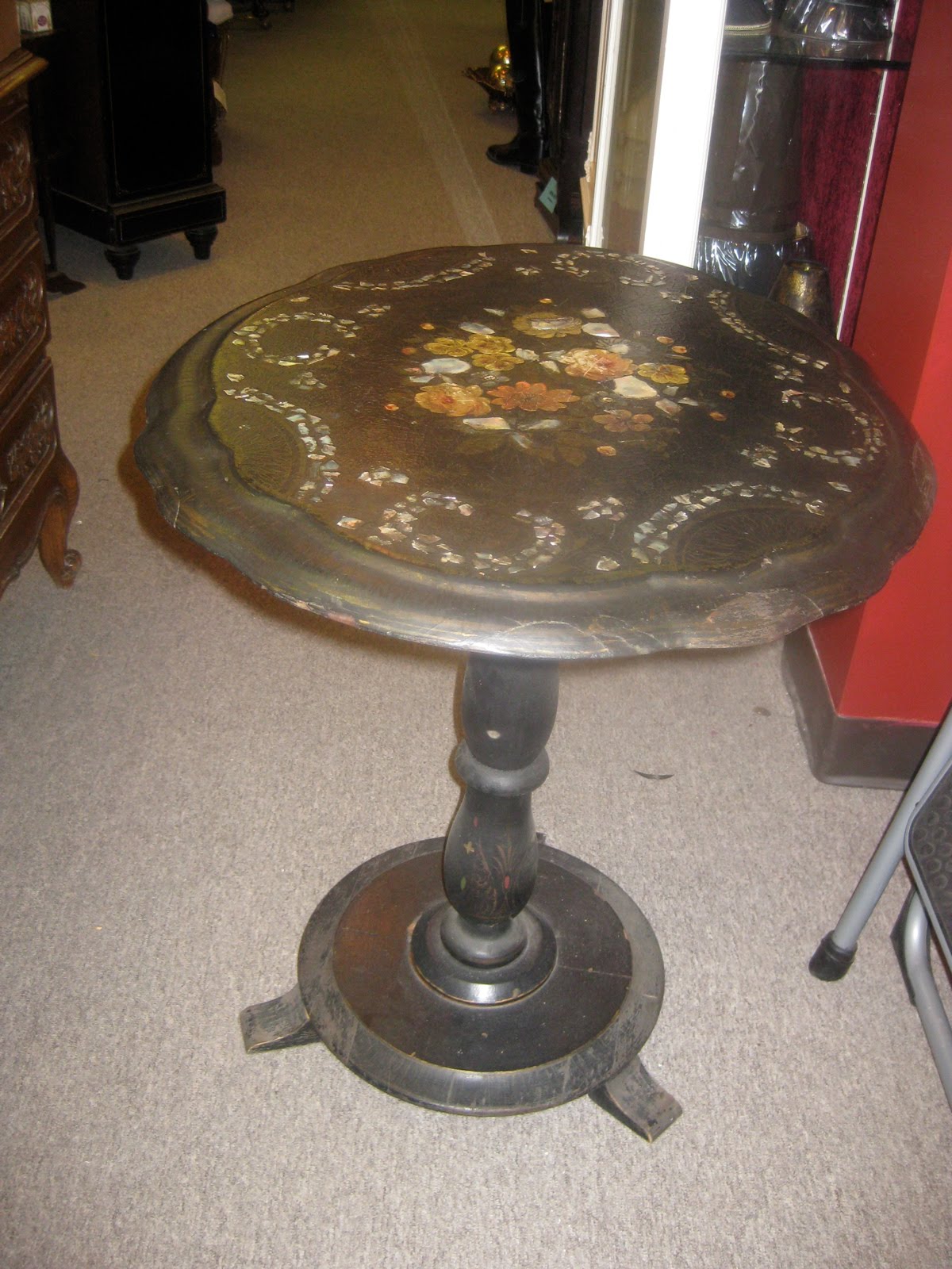 Feather Your Nest European Antiques ENGLISH PAPIER MACHE TABLE C
