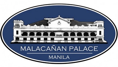 The 2011-version Malacañang signage, with the noticeable arched balcony, Malacañang Palace Got a New look Logo as of 2011, Palace unveils 2011 Malacañang Logo