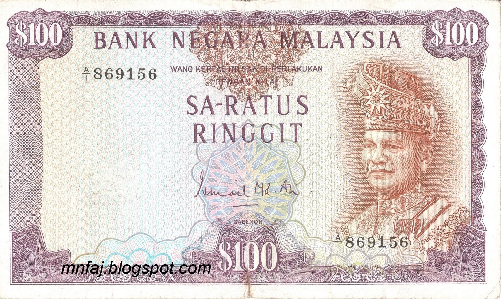 Mnfaj's Coin and Banknotes: 48. Malaysia 1st Series Sa-Ratus Ringgit ...