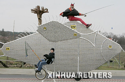 Gigantic fish-shaped bicycle