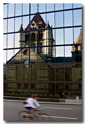 Trinity Church reflected in Hancock Tower