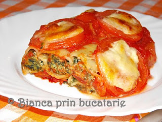 Cannelloni umpluti cu ricotta, spanac si sunca