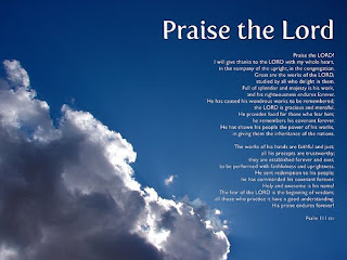 Praise the lord beautiful Pslam bible verse with blue sky and clouds background image