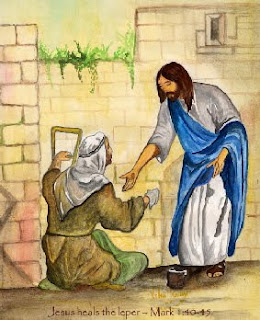 Jesus Christ heals the leper Mark Mark 1:40-45 bible story verse color clipart picture gallery