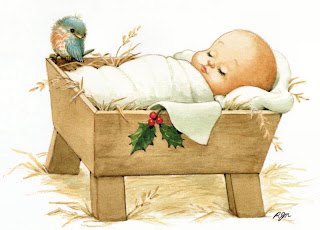 Cute Jesus in the crib, born drawing art Christmas image free download Christian photos and religious images