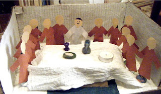 Paper and cardboard diorama of Last Supper