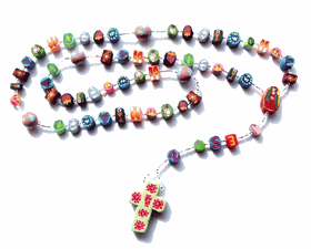 Colorful rosary with mulicolored beads