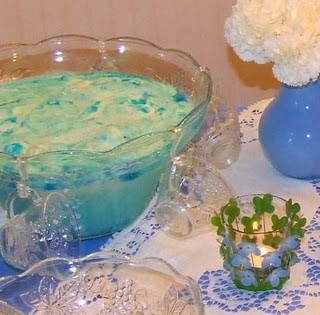Blue punch in glass bowl
