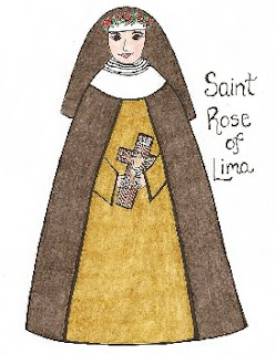 Printable paper doll of Saint Rose of Lima