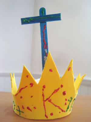 Yellow foam crown and cross