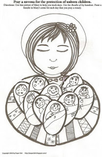 Coloring sheet of mother with many babies in her arms