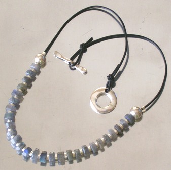 Labradorite rondelle and sterling silver spacer necklace - $48 SOLD