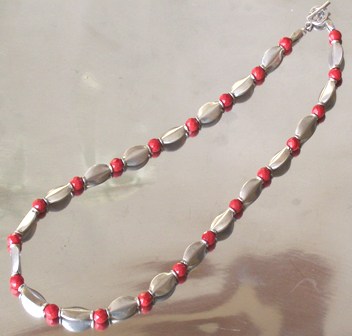 Bali silver and red agate necklace - $75