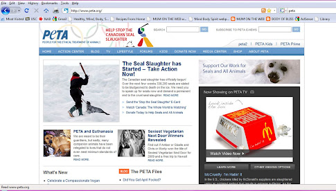 Screenshot of PETA Homepage