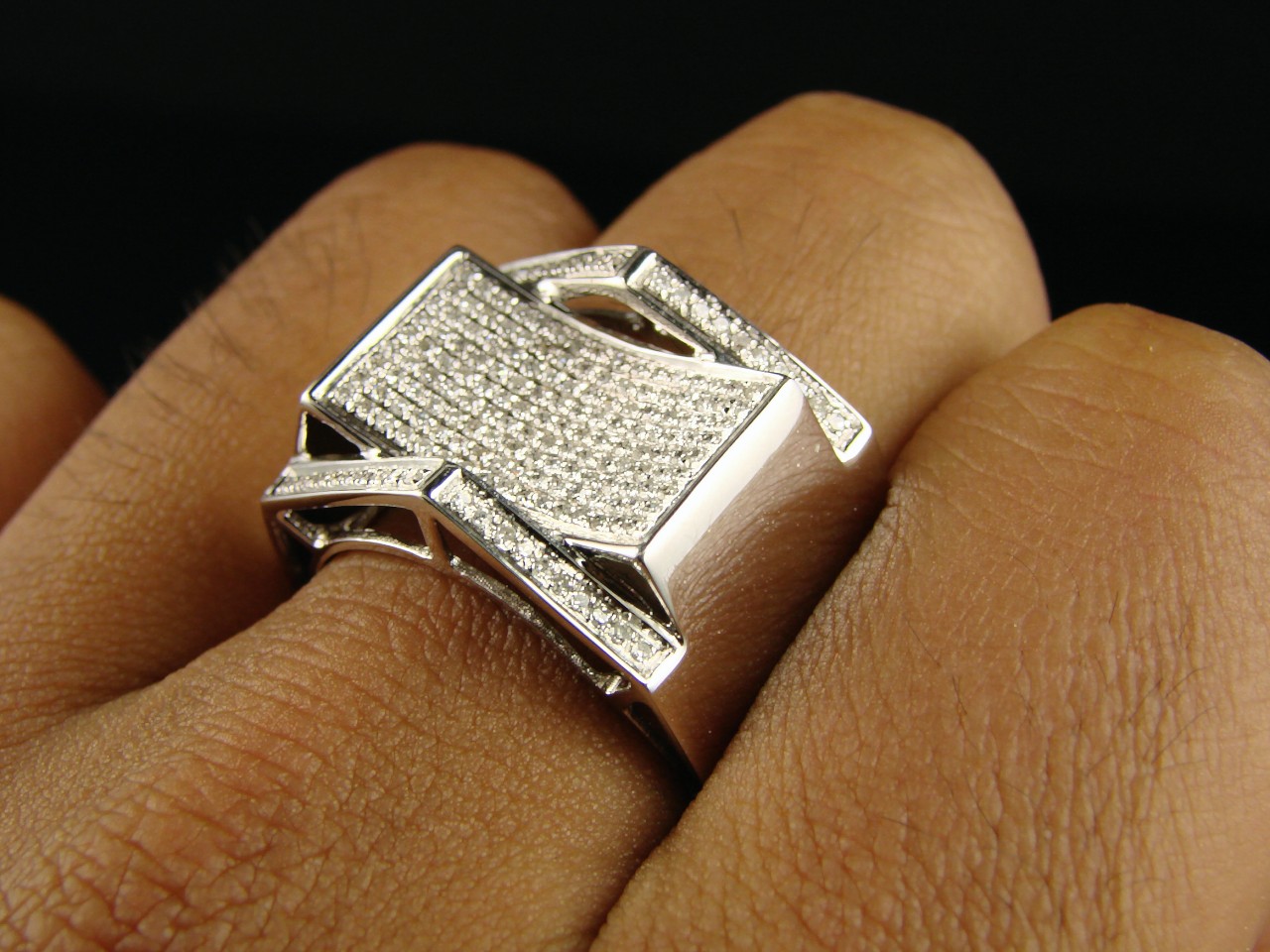 new_york_jewels MENS WHITE GOLD FINISH PINKY SI DIAMOND XL RING .75 CT