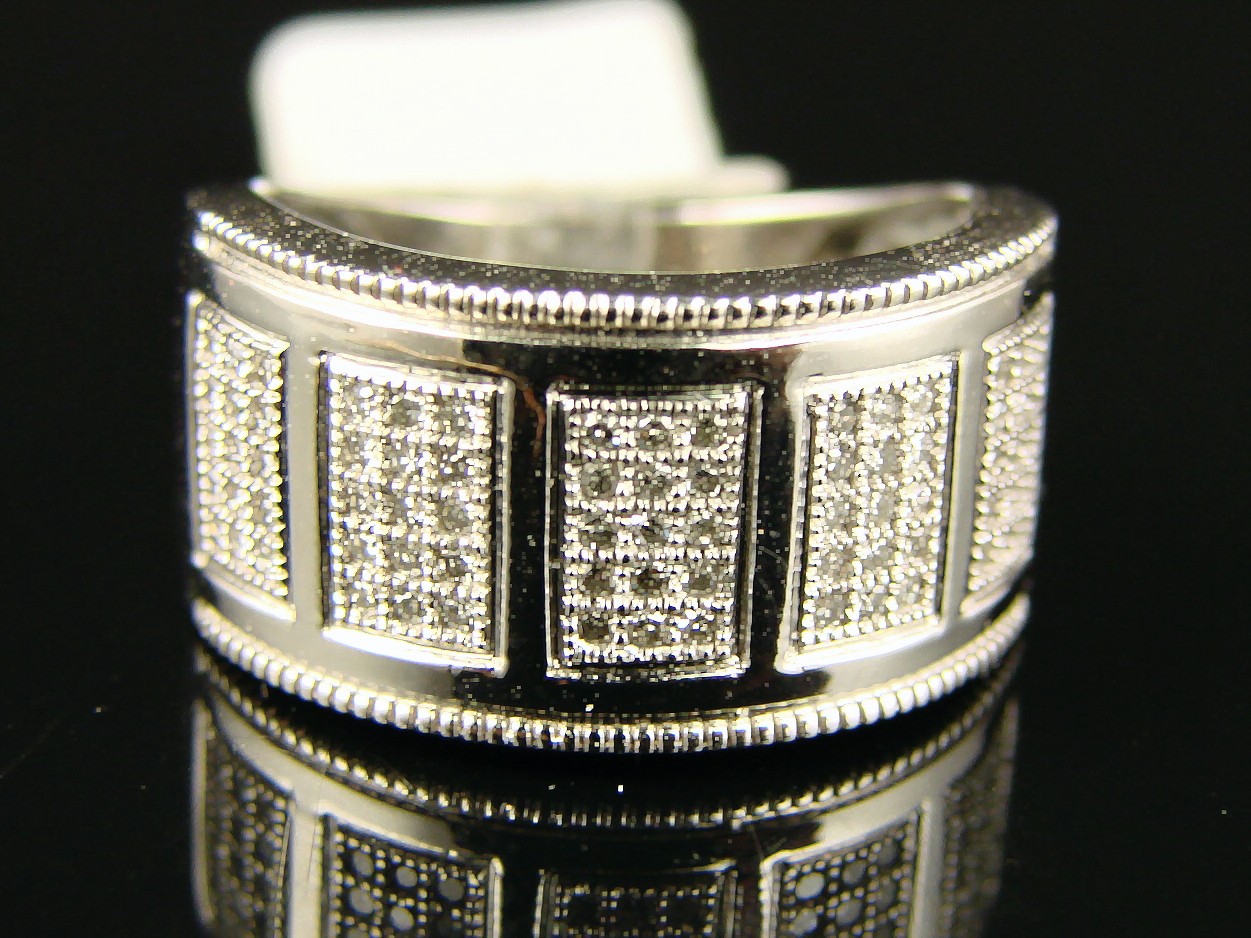 new_york_jewels 14K MENS WHITE GOLD PINKY BAND 11MM DIAMOND RING .50 CT