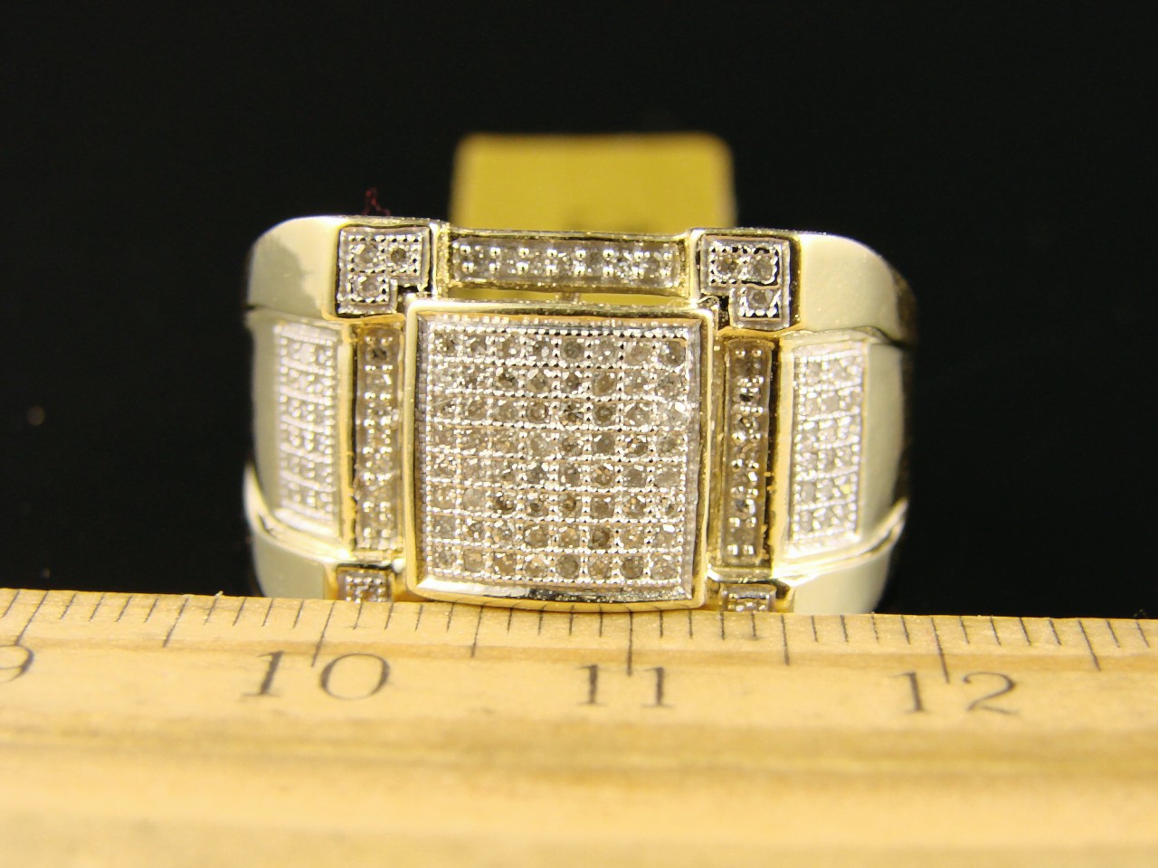 new_york_jewels 10K MENS YELLOW GOLD BIG FRONT PAVE DIAMOND RING .80 CT