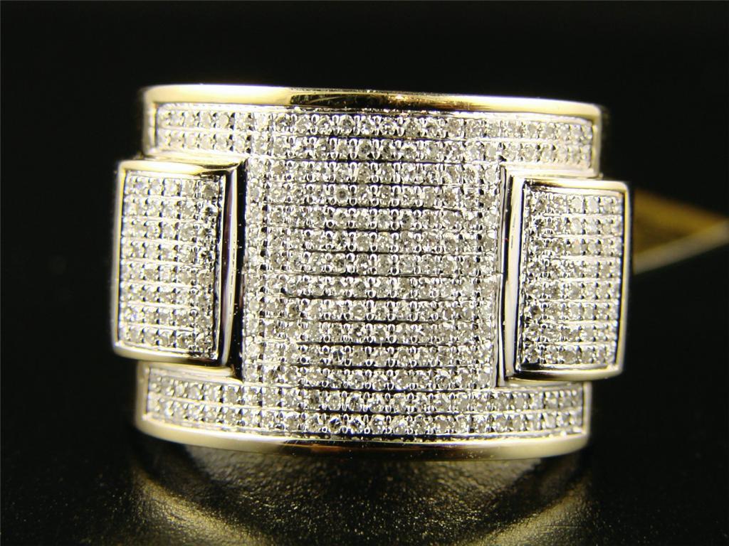 new_york_jewels 10K MENS YELLOW GOLD XL 17 MM BAND DIAMOND RING 1.20 CT