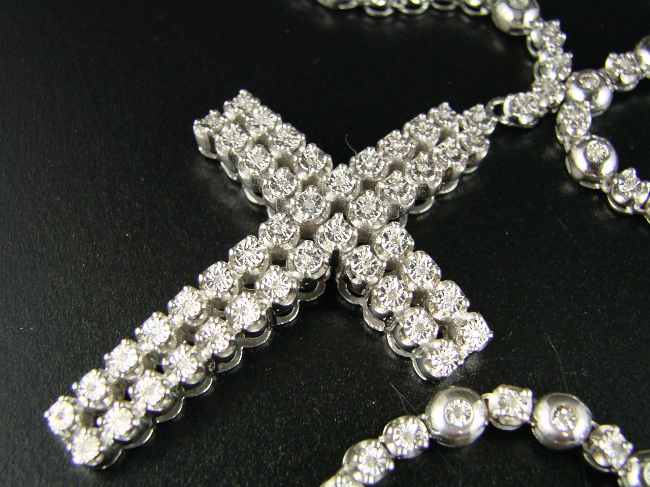new_york_jewels MENS WHITE GOLD FINISH ROSARY DIAMOND CHAIN NECKLACE 4C