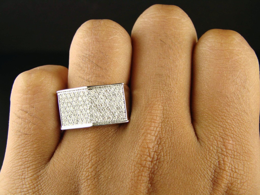 new_york_jewels MENS WHITE GOLD ELITE ROUND PINKY DIAMOND RING 2.0 CT