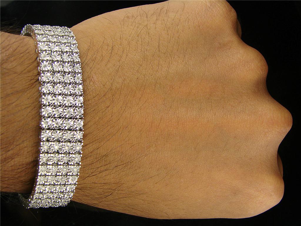 new_york_jewels MENS 4 ROW FULLY LOADED DIAMOND SOLITAIRE BRACELET 5.50