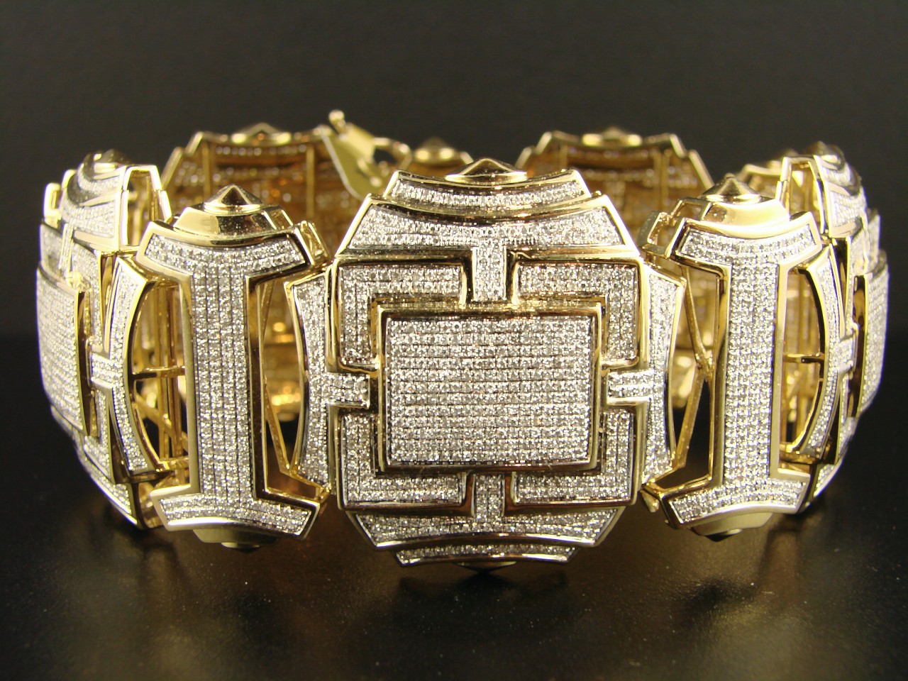 new_york_jewels MENS XXL YELLOW GOLD DIAMOND 39 MM BRACELET BANGLE 14CT