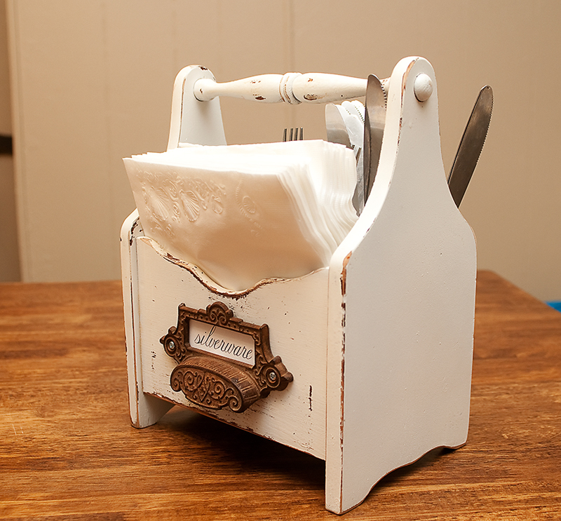 . Silverware caddy & paper towel holder