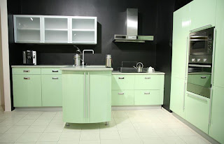 green kitchen cabinets