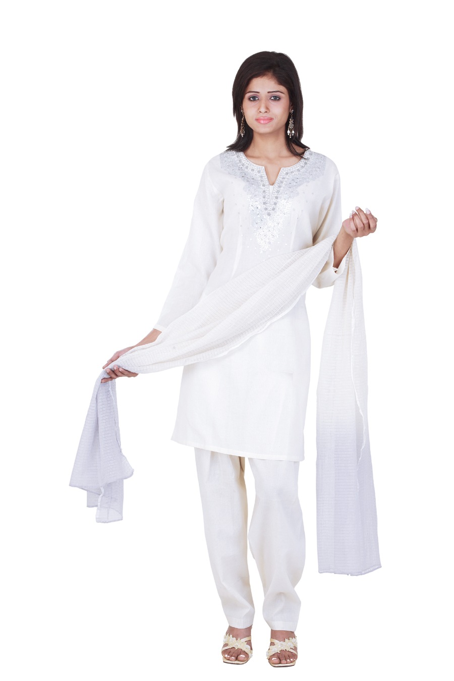 Pakistani Shalwar Kameez: White Shalwar Kameez