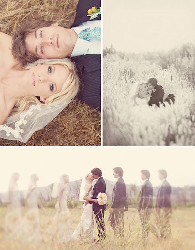 day after wedding session in a field
