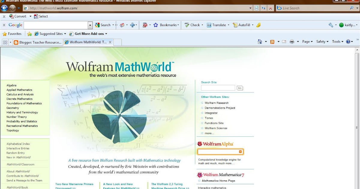 Teacher Resources: Wolfram MathWorld: The Web's Most Extensive Math ...