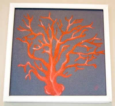 coral artwork on canvas