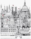 black and white stylized drawing of London