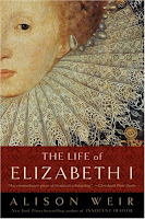 A color photo of the front cover of 'The Life of Elizabeth I' aka 'Elizabeth the Queen' by Alison Weir.
