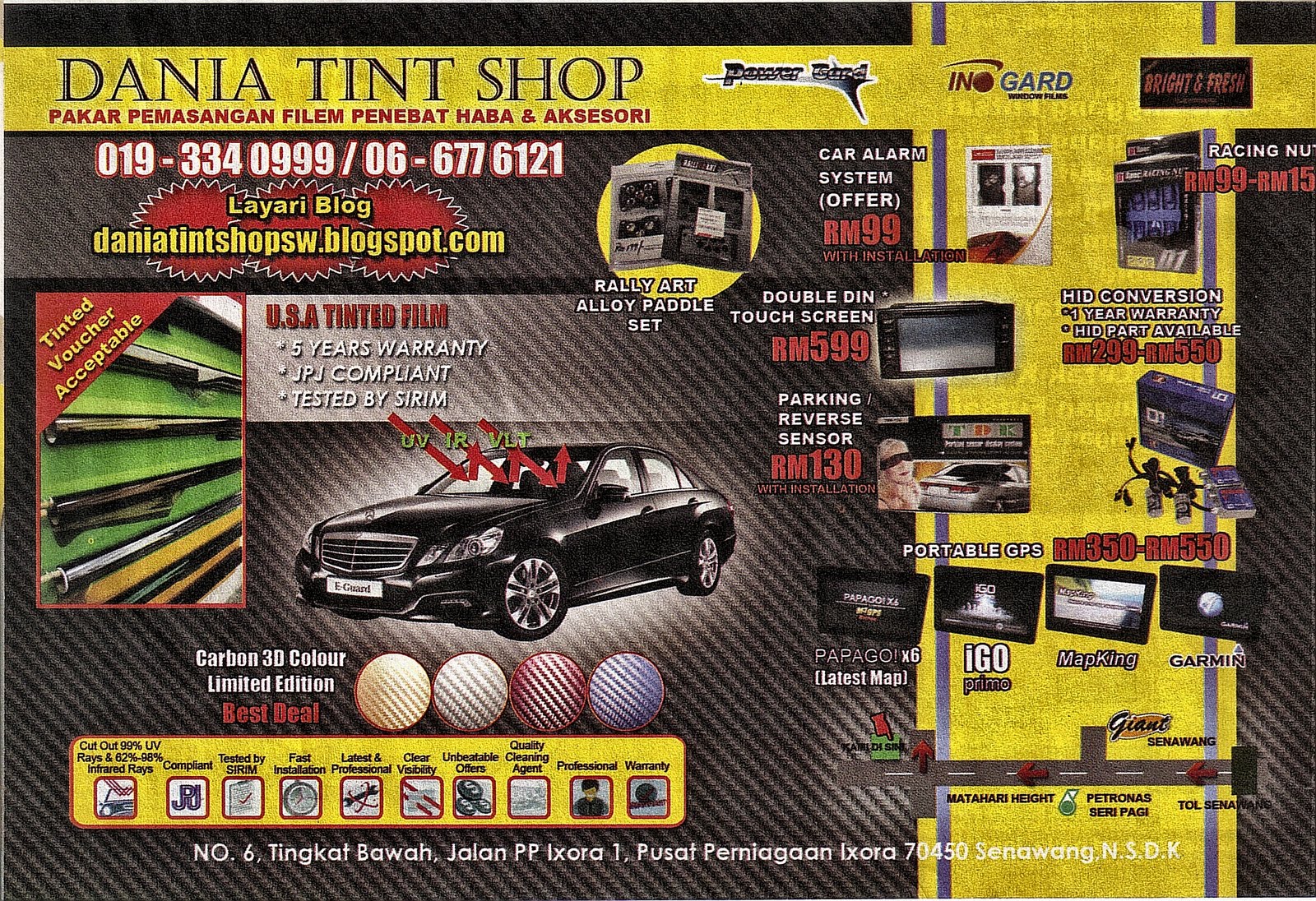 DANIA TINT SHOP PEMASANGAN AUDIO KERETA