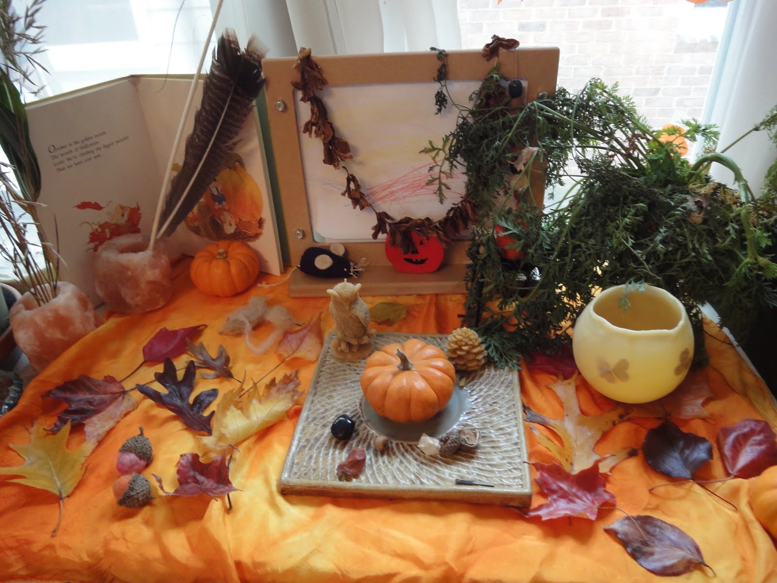 Seasonal Gnome Fall Nature Table.