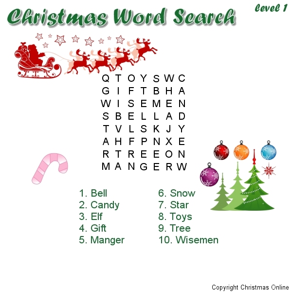 Christmas Wordsearch | Coloured kisses corner´s