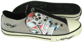 ED HARDY Tattoo You Mens Grey Lo Rise Slip On Shoes