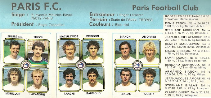 PARIS FOOTBALL CLUB 1981-82. By Panini.
