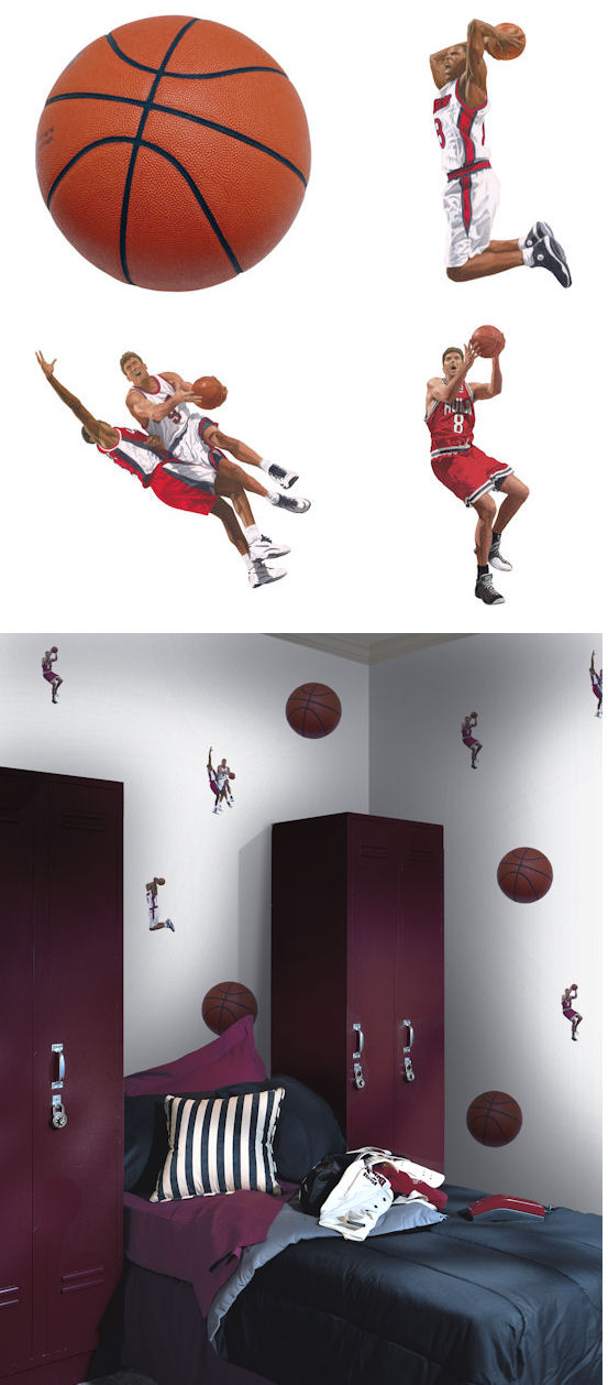 Wall Sticker Outlet Decorating with a Basketball Theme for Kids Rooms