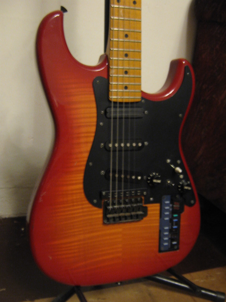 MATRIXSYNTH Casio PG300 MIDI Synthesizer Guitar Synth Flamed Maple