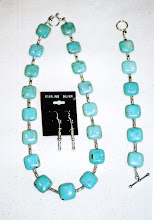 Green turquoise square beads with sterling