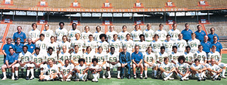 1972 Miami Dolphins team photo at The Orange Bowl