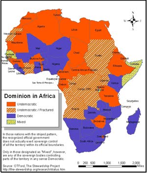 African Politics ~ Map of Despotism-Democracy
