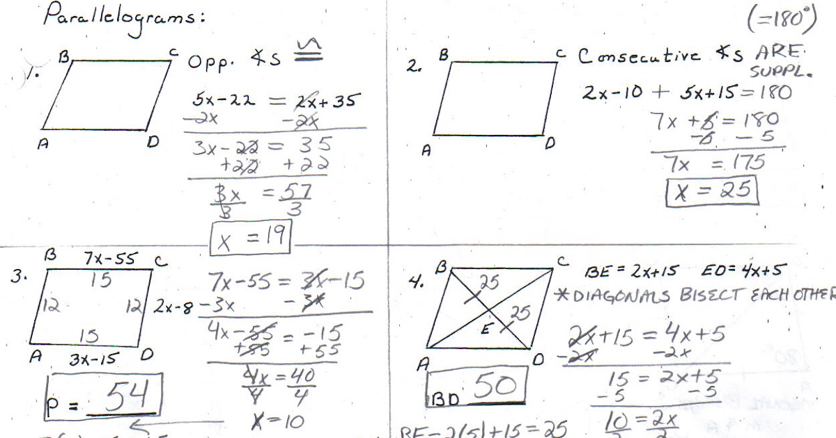 15.2 Angles In Inscribed Quadrilaterals Workbook Answers