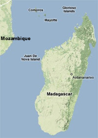 Mappa del Madagascar e Mayotte